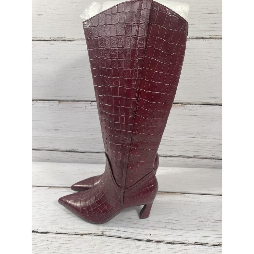 Naturalizer Emily Boots Womens Size 8W Cranberry Red Leather Knee High Stiletto - Picture 6 of 16